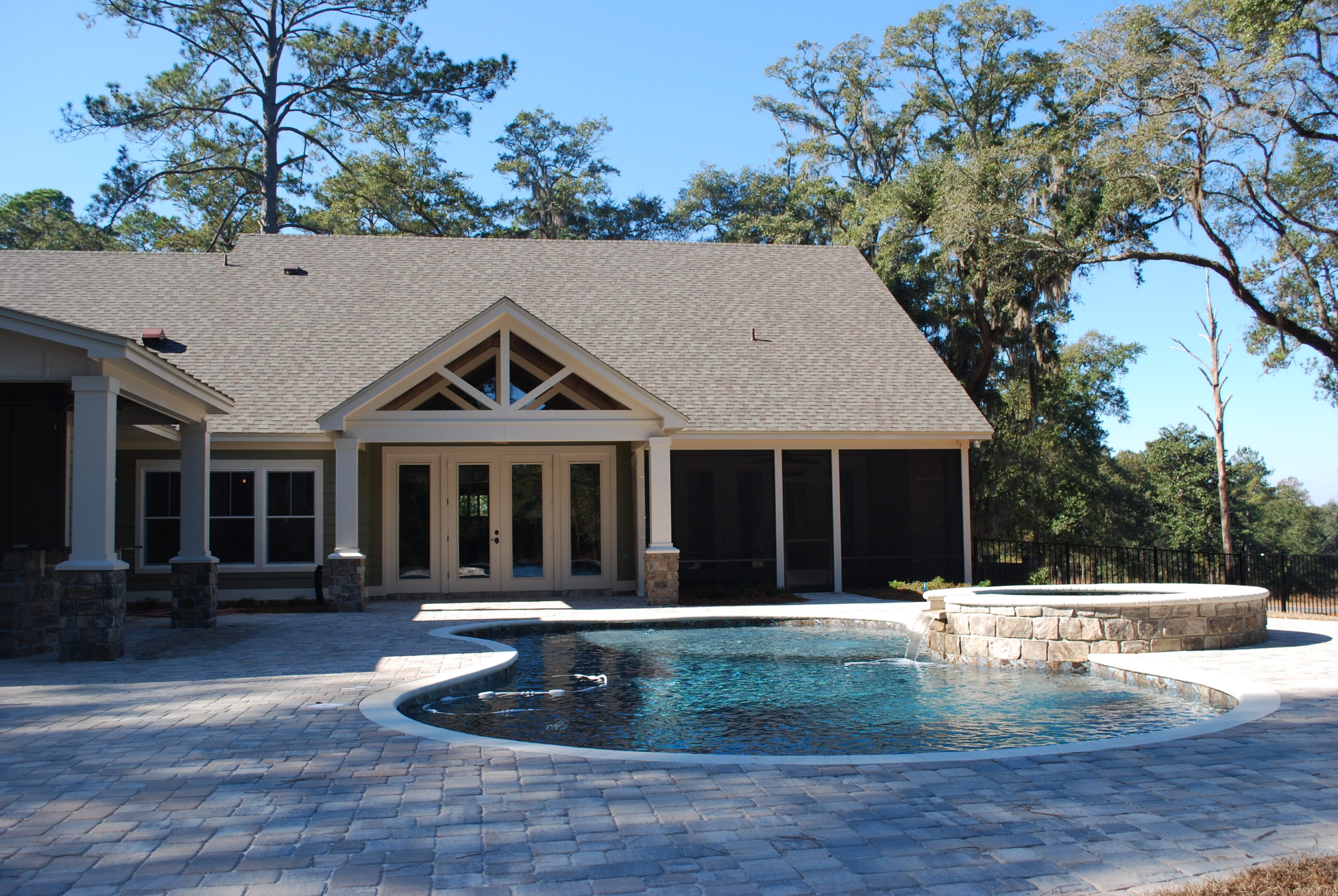 Backyard pool and patio area