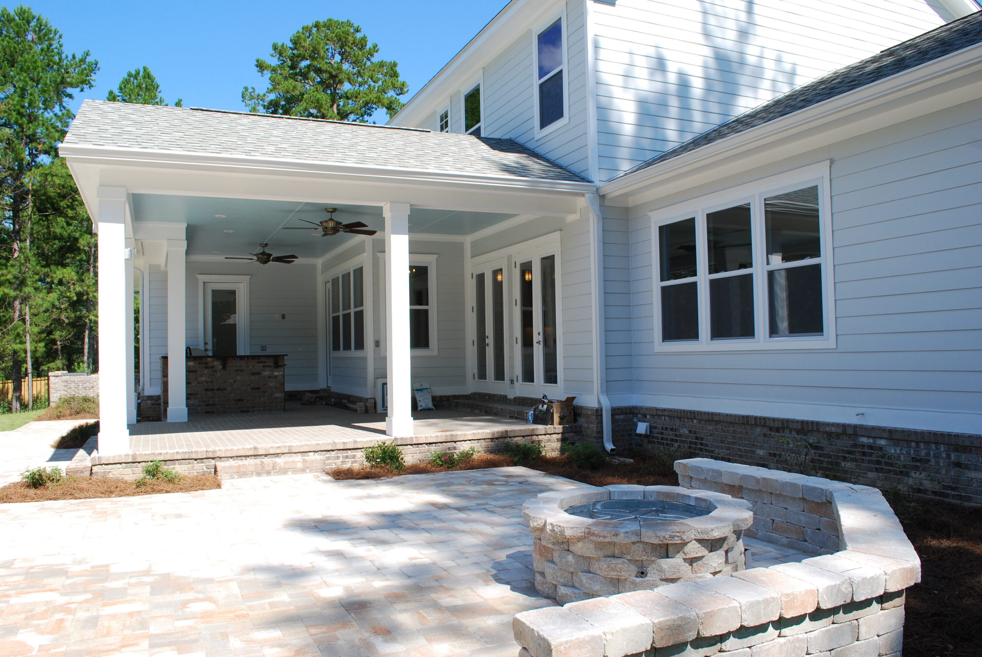 Modern white house with spacious patio