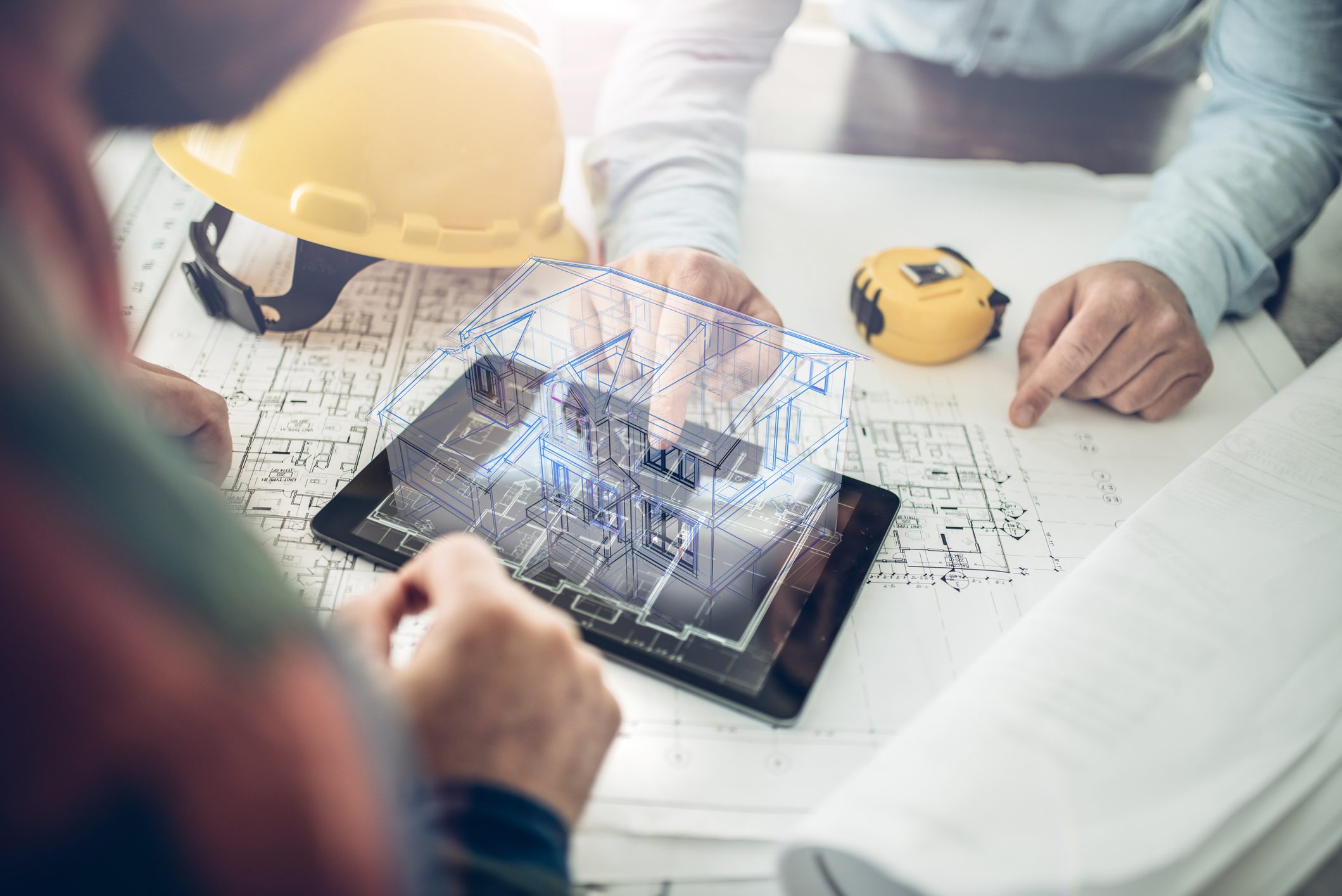 Construction blueprint analysis with virtual model