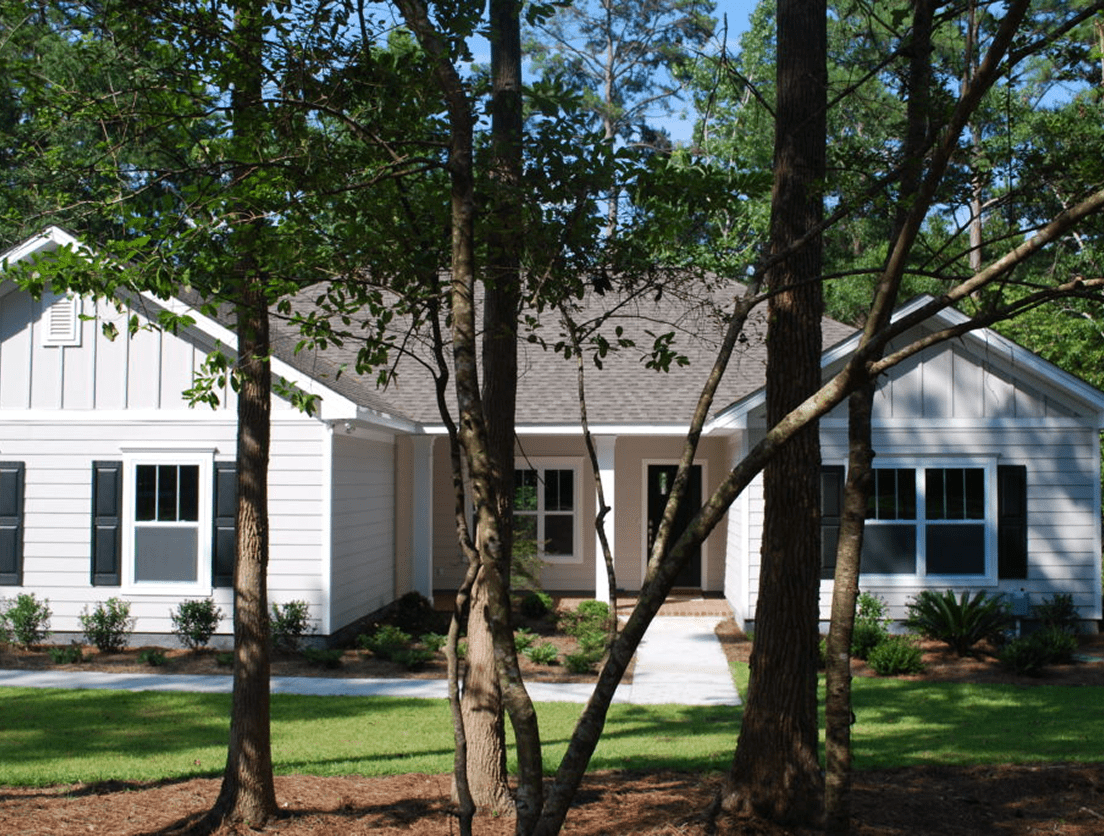 Modern house with a gray roof