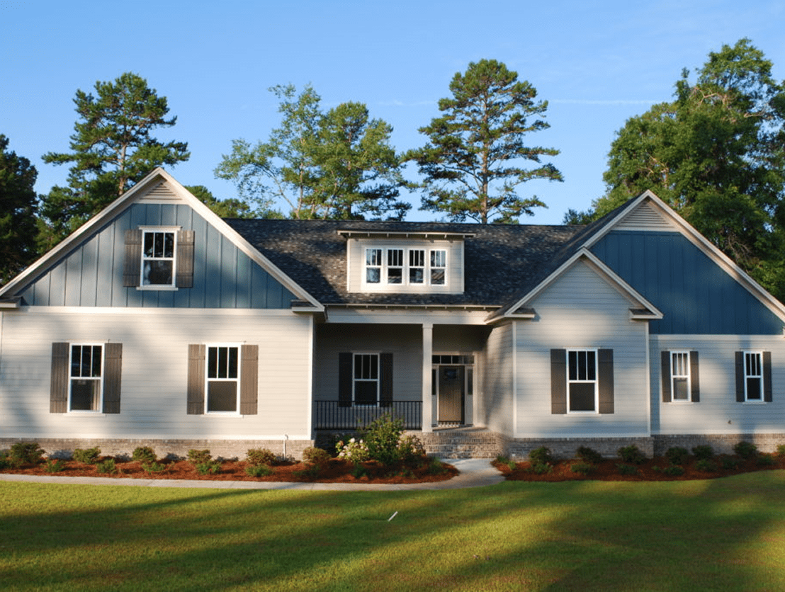 Modern house with landscaped yard